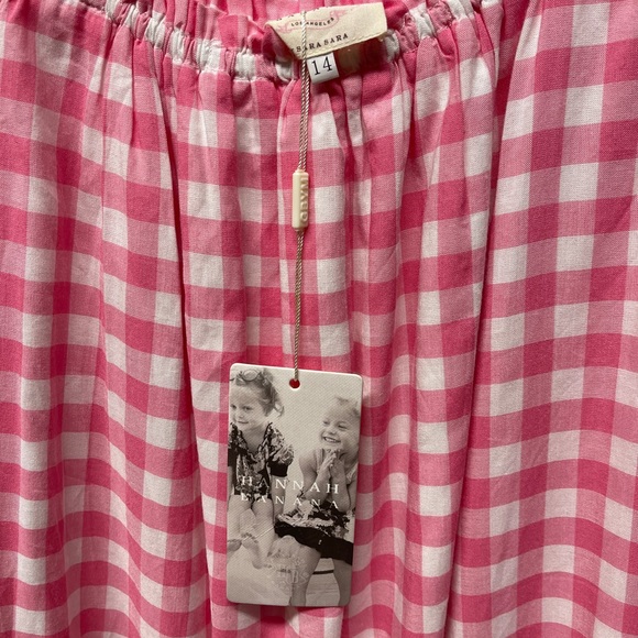 Hannah Banana gingham pink cold shoulder dress girls sz 14 - Picture 5 of 7